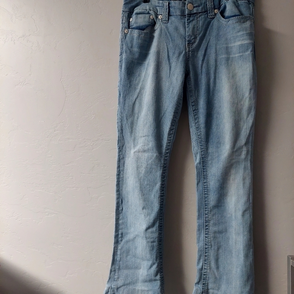 Seven7 Jeans Size 34 Women's Light‎ Wash Bootcut Embellished Pocket Rocker Slim